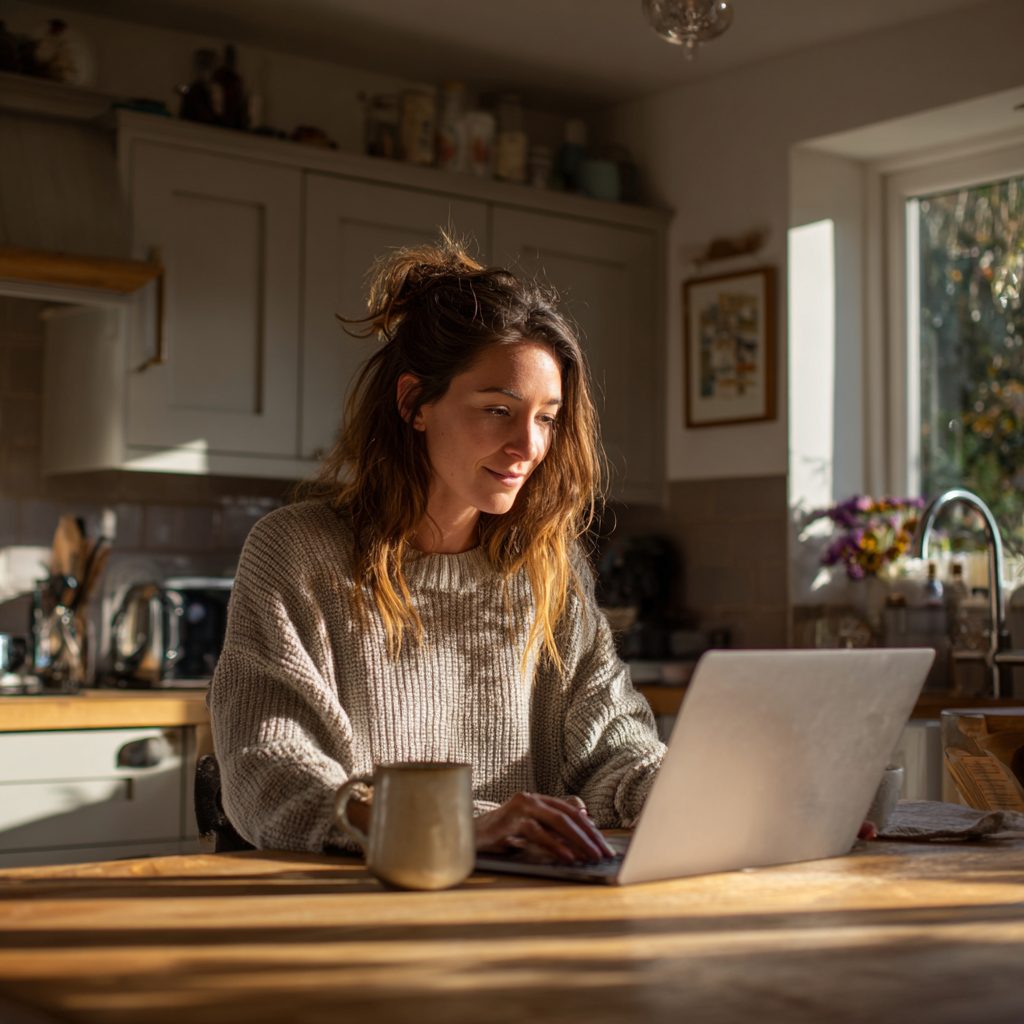 UK resident checking 3 month loan options on laptop at home