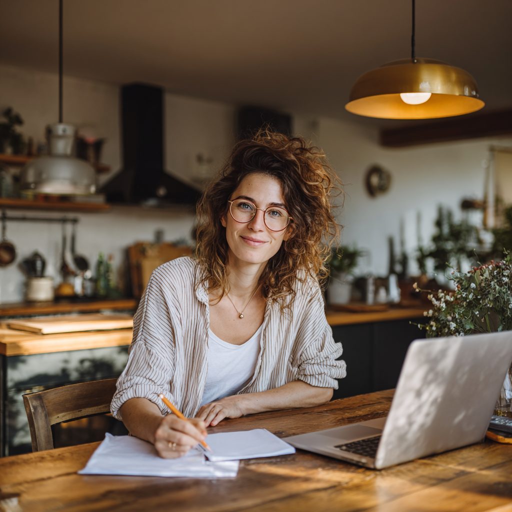 Person learning how to budget their money using a laptop at home