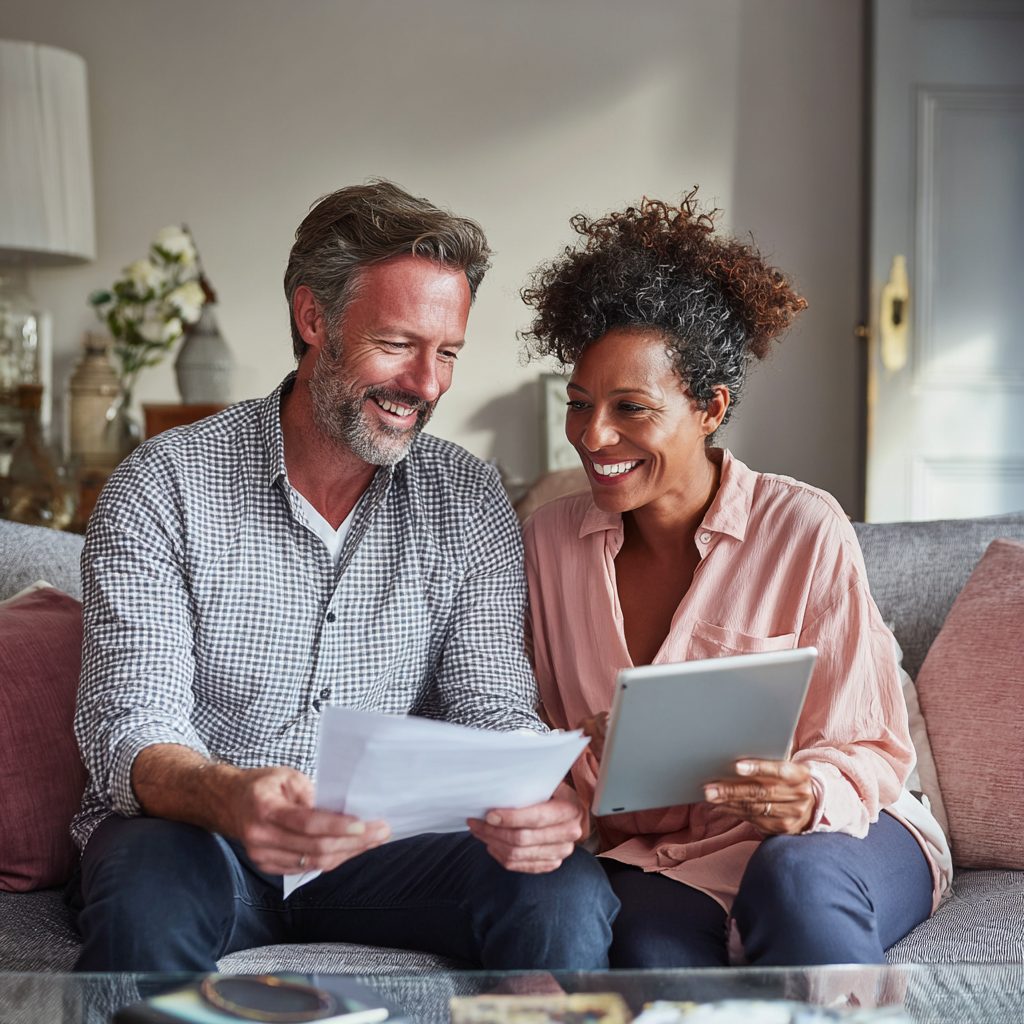 Couple reviewing 12 month loan options for bad credit