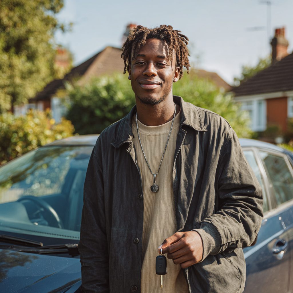 Young person with first car funded by short term loan