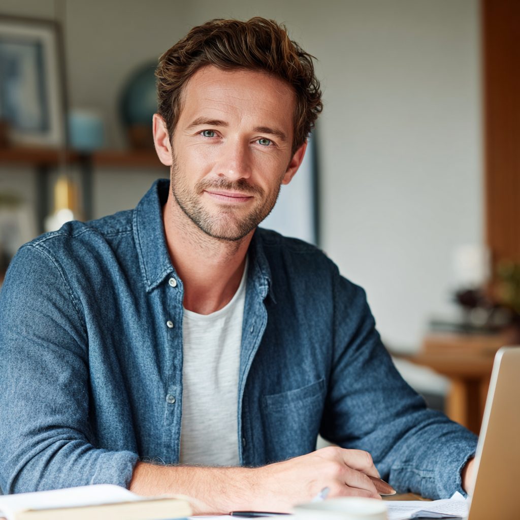 Man managing debt repayment strategy online