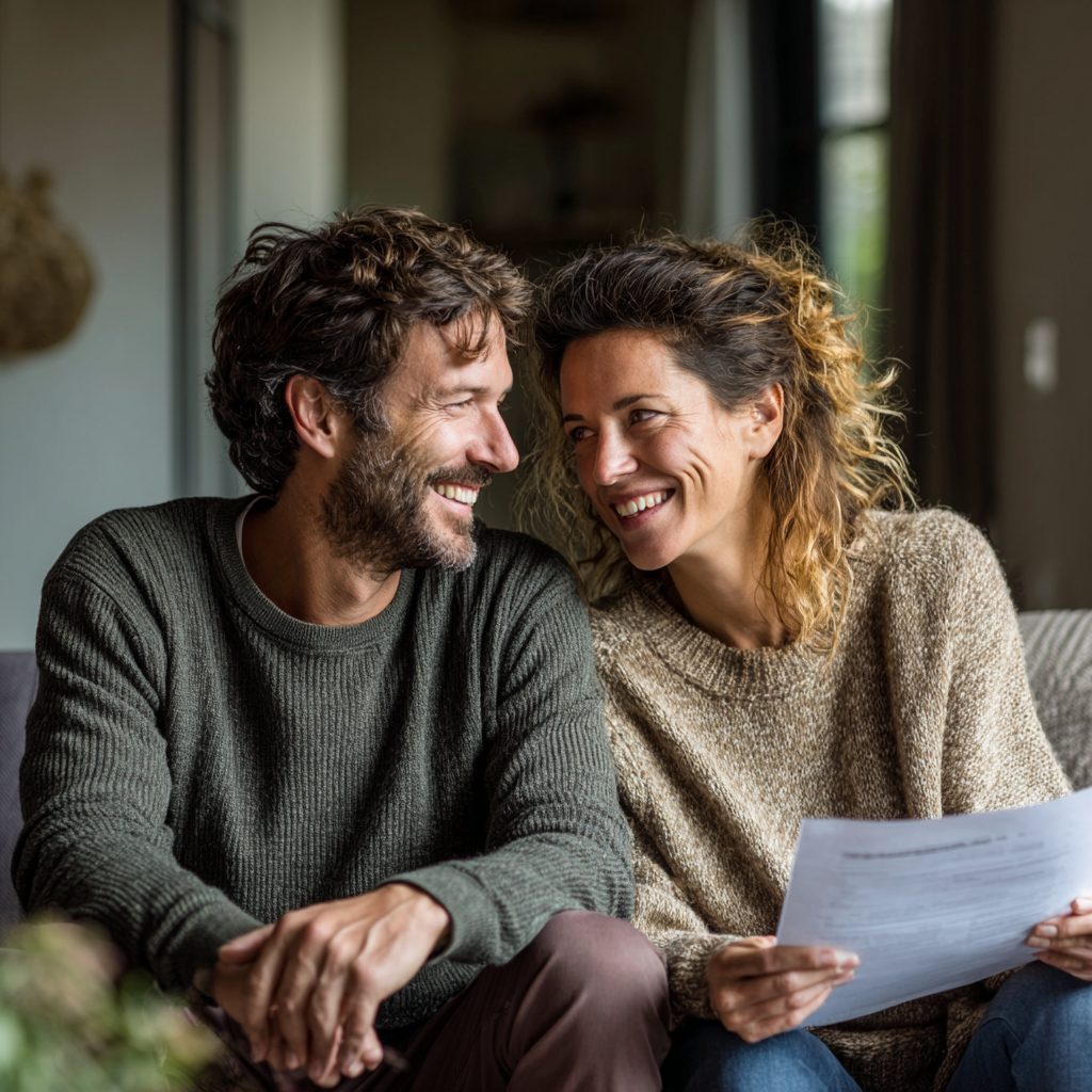Couple reviewing loan APR information together