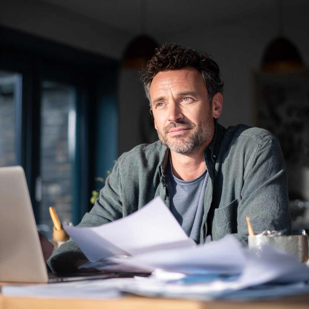 Man reviewing instalment loan terms and repayment options