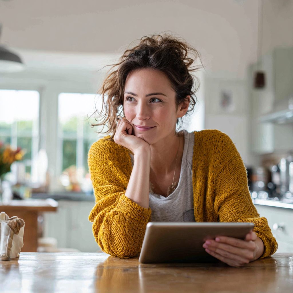 Person comparing 3 month loan alternatives on tablet at home