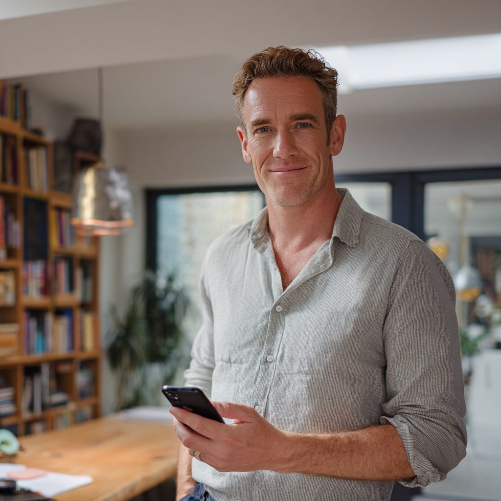 Man receiving unsecured loan approval notification on mobile phone