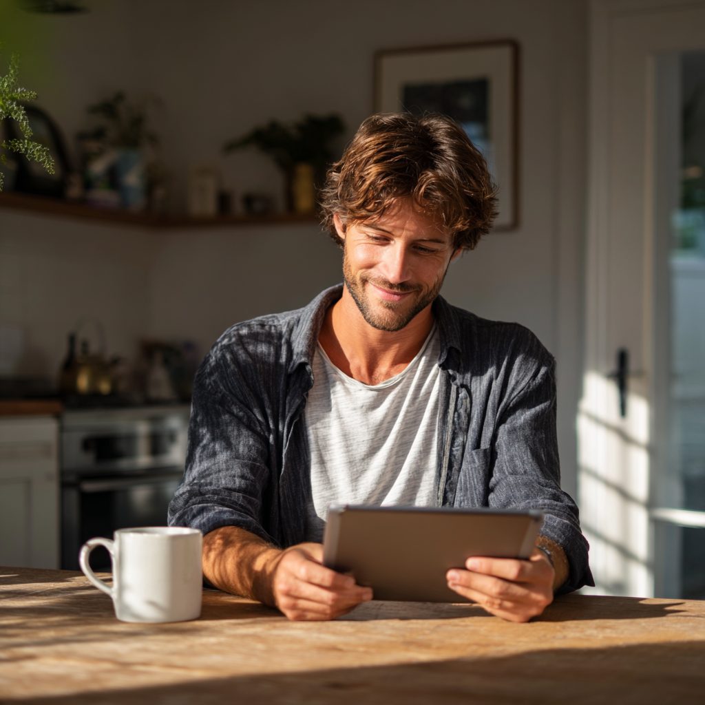 Person receiving instant £900 loan decision notification on tablet