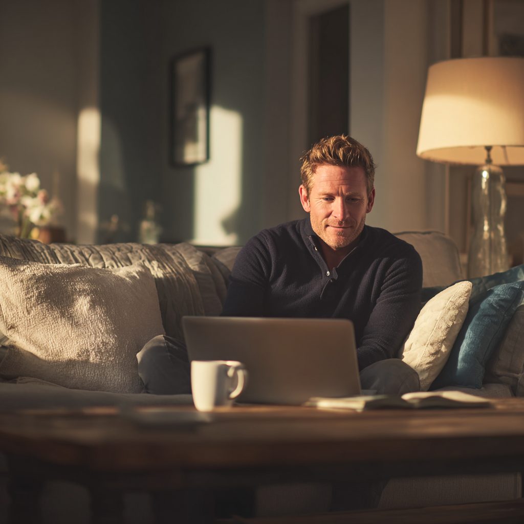 Person confidently completing £4000 loan application on laptop