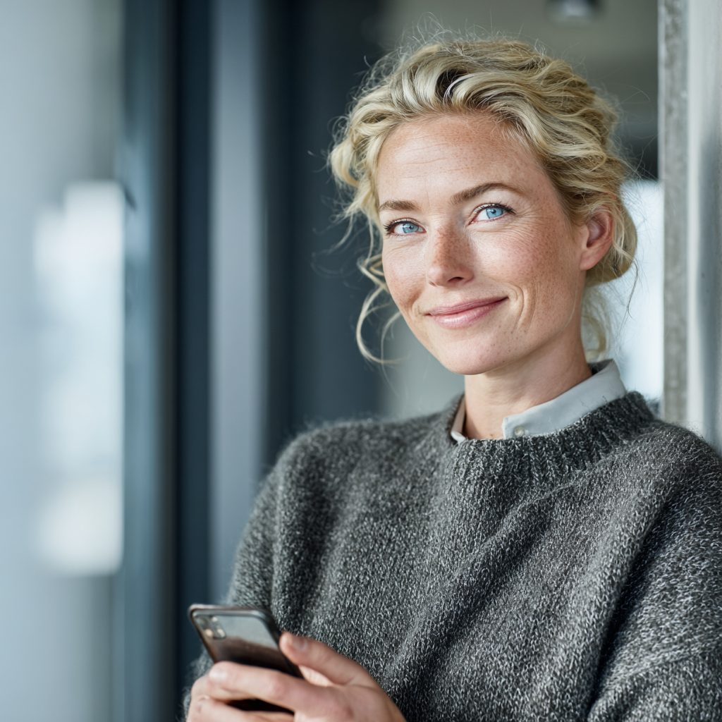 Woman successfully applying for a 12 month loan through PaydayUK