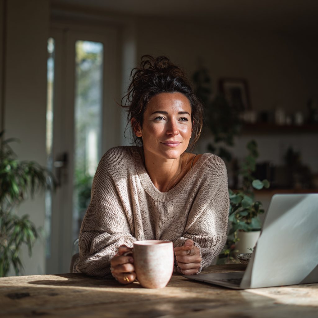 Woman receiving instant decision on her £300 loan application