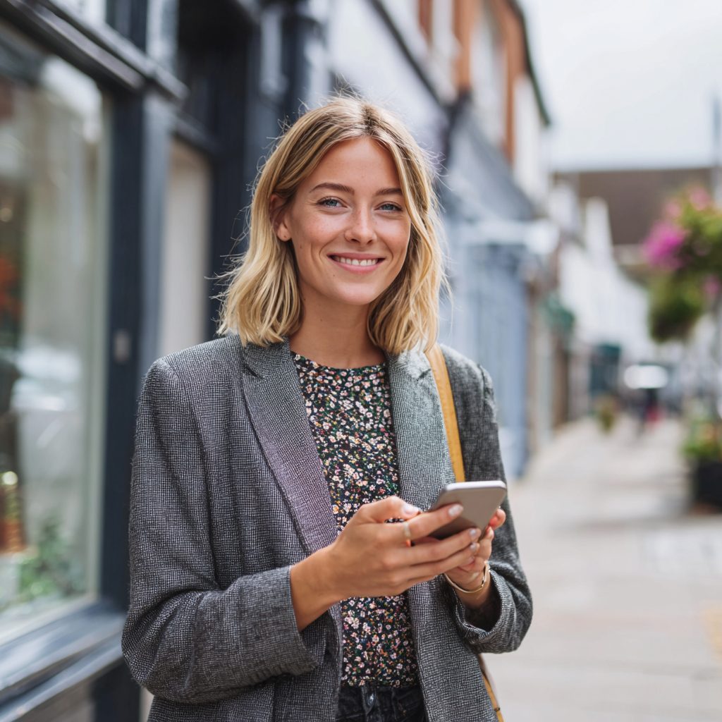 Happy customer receiving loan approval notification on mobile