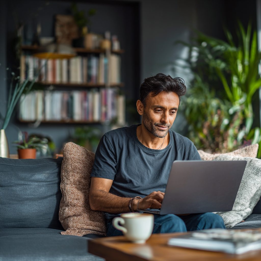 Person comparing different loan term options on tablet at home