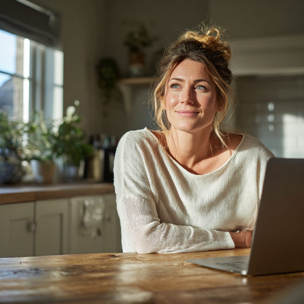 Person comparing £1000 loan options on laptop at home